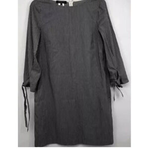 Lafayette 148 NY Women's Striped V-Neck Dress Black Long Sleeve S